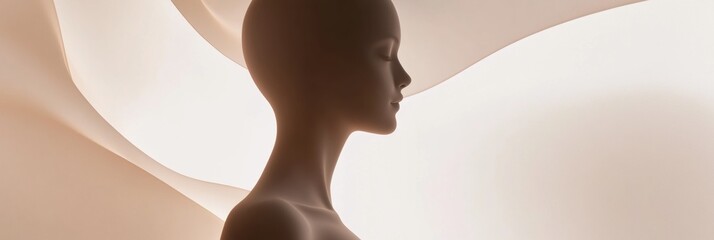 Aufkleber - Elegant silhouette of a fit body with smooth curves against a soft gradient background in a clean, minimalistic aesthetic
