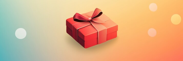 Poster - Elegant gift box logo with soft shadows and a joyful holiday background for celebrations and festive events