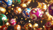© Ruhi - Lottery balls 3d vector bingo, lotto or keno gambling games. Gaming leisure activity recreation, lottery raffle, colourful spheres with lucky numbers of winning combination falling with gold confetti.