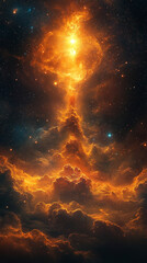 a stunning science fiction wallpaper showcasing the beauty of deep space, with vibrant waves, clouds