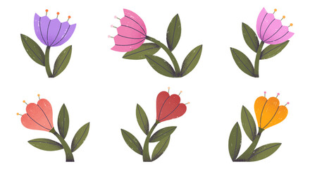 Wall Mural - spring flowers set.hand drawn isolated bloomig flowers.artistic botany logo templates.floral illustr
