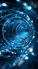 Wall Mural - A cosmic abstract background symbolizing the infinite universe with a glowing portal. It represents a way beyond boundaries, light at the end of the tunnel, and a space for astral travel and quantum e