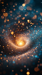 Wall Mural - A cosmic abstract background symbolizing the infinite universe with a glowing portal. It represents a way beyond boundaries, light at the end of the tunnel, and a space for astral travel and quantum e