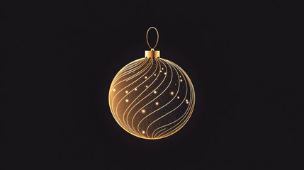Poster - Modern Christmas ball ornament featuring elegant line art design with warm golden lighting and festive glow during holiday season celebration