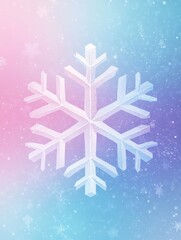 Leinwandbilder - Geometric snowflake logo on a soft gradient winter background creates a modern festive aesthetic for seasonal designs and decorations