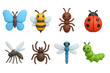 © peppastocker - 3d insect icons: butterfly, bee, ant, ladybug, mosquito, spider, dragonfly, caterpillar
