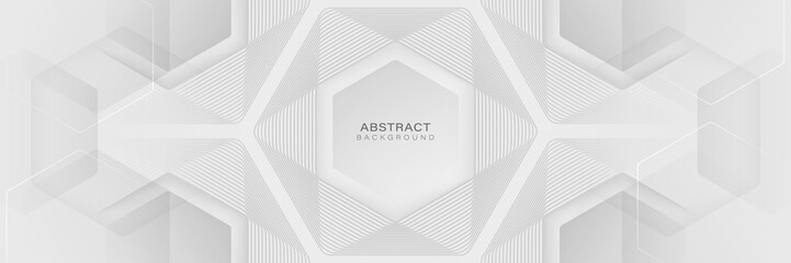 Wall Mural - grey white abstract background. geometric design elements. modern shapes graphic. futuristic technol
