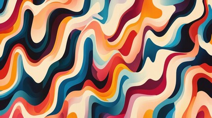 Wall Mural - Abstract vibrant wavy pattern with multicolored, flowing lines and gradients