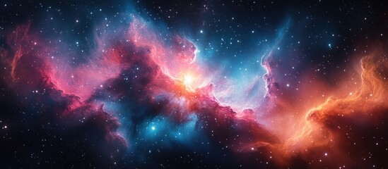 Wall Mural - vibrant nebula with red and blue hues, scattered stars