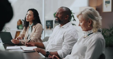 Fototapete - Business people, meeting and conversation with planning for project and cooperation with growth. Employees, seminar or workshop for skills, financial firm and documents with smile, discussion or talk