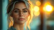 © Natalia - illustration, technology, glow, portrait of successful mature businesswoman in office,illustration