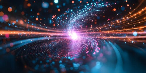 Poster - Abstract Glowing Swirls of Light and Energy in Deep Space