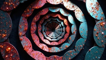 Wall Mural - complex overlapping circles forming a mesmerizing design, monochrome palette, graphic design, wave, 