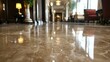 © Black_Studio - Reflective Marble Floor in a Luxurious Building Interior. High-end Architecture and Interior Design. Gleaming Surface, Elegant Space