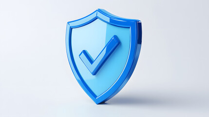 Wall Mural - cartoon 3d icon safety shield check mark perspective . blue symbol security safety icon. checkmark i