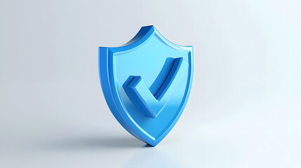 Wall Mural - cartoon 3d icon safety shield check mark perspective . blue symbol security safety icon. checkmark i