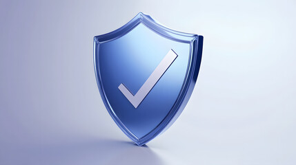 Wall Mural - cartoon 3d icon safety shield check mark perspective . blue symbol security safety icon. checkmark i