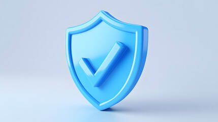 Wall Mural - cartoon 3d icon safety shield check mark perspective . blue symbol security safety icon. checkmark i