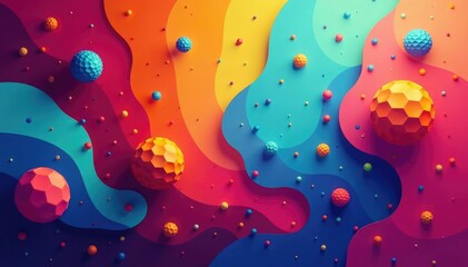 Wall Mural - geometric shapes, abstract design, vibrant colors, pattern, art, illustration