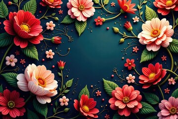 Wall Mural - Intricate floral tapestry, rich texture, vibrant hues, surface, texture
