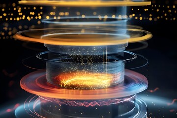 Poster - Abstract Light Trails with Colorful Circular Patterns and Sparks