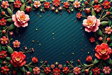 Wall Mural - Intricate woven floral tapestry, rich jewel tones, blossom, summer, photography