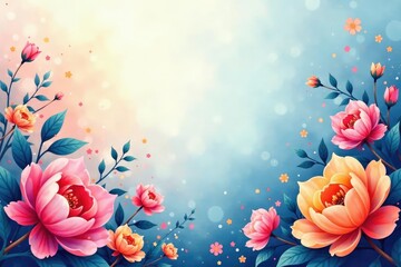 Wall Mural - soft, watercolor-style floral design subtle color transitions create a flowing effect , background, 