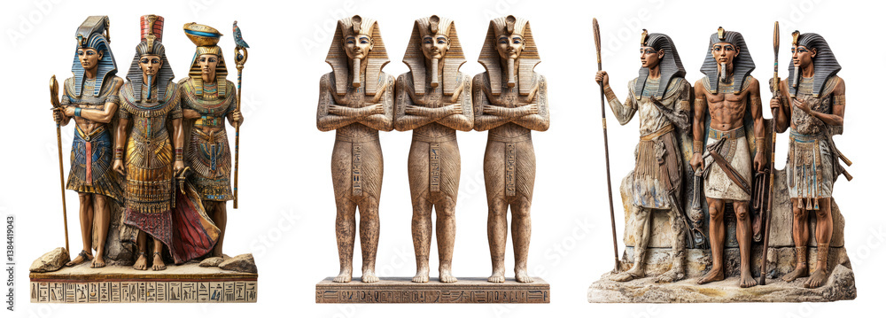 Photo Stock Ancient Egyptian Statues Representing Pharaohs and Deities ...