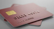 © abu - Macro Shot of Stacked Red Credit Cards with Chip and Number on Gray Background