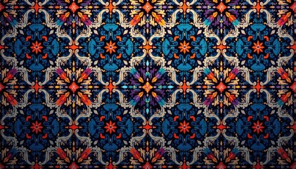 Wall Mural - Geometric damask pattern, sharp lines and repeating shapes , graphics, design element