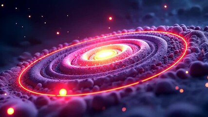 Wall Mural - Glowing Rings of Energy Pulsate in a Vibrant Cosmic Dance