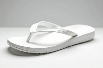 Wall Mural - Single white flip-flop, isolated on pure white background , fashion, element, vacation