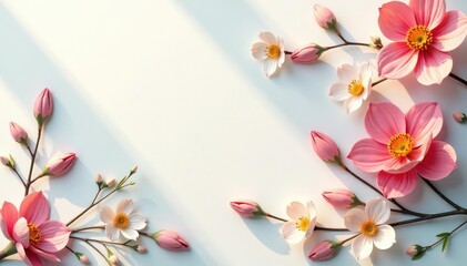 Wall Mural - subtle, flowing floral motif on light surface , nature, curves, fabric