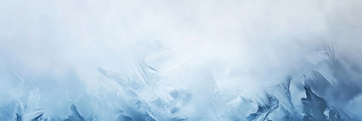 Leinwandbilder - Macro capture of intricate frozen ice crystals featuring delicate patterns and a soft blue-white gradient, highlighting winter minimalism in natures artistry