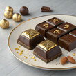 © Yasir - pieces of chocolate with gold 3d set