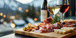 © Dar1930 - A beautiful charcuterie board and wine display on a balcony table in Italy. AI generative.