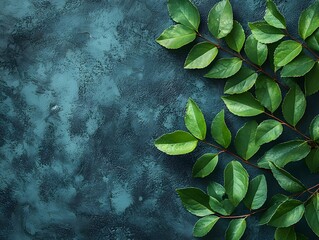 green plant on blue background