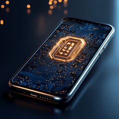 Aufkleber - Smart Phone with Glowing Circuit Board Design, Technology and Connectivity Concepts Visualized