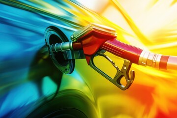 Aufkleber - Digital abstract background featuring vibrant gasoline flow promoting energy and sustainability in modern design