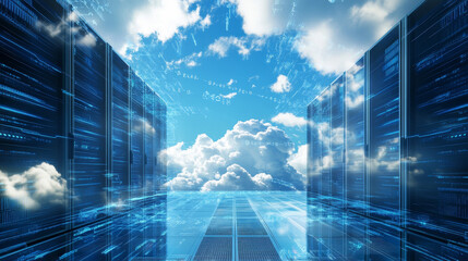 Wall Mural - isometric web servers. cloud services, technology and networking. landing page concept. header of we