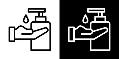 Hand sanitizer icons vector set in stroke line style