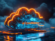 © 달지은 - Futuristic Neon Cloud Computing Interface on a Smart Device스마트 기기 위에 구현된 미래형 네온 클라우드 컴퓨팅 인터페이스