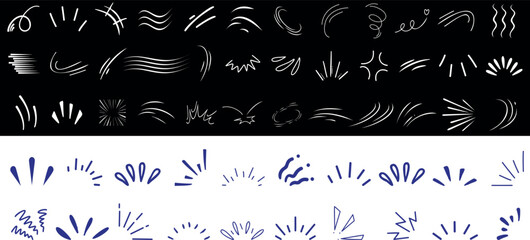 Wall Mural - line sparkle and motion element set featuring dynamic comic style strokes, action lines, speed effec
