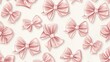 © Honey - A seamless pattern of many light pink satin bows scattered on a light background creating a cute design
