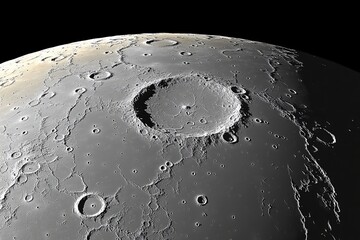 Wall Mural - a close up of a planet with a large crater in the middle. moon's surface with craters, isolated on a