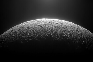Wall Mural - a close up of a moon with a dark background. moon's surface with craters, isolated on a solid backgr