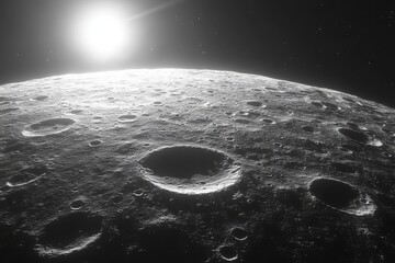 Wall Mural - a close up of a moon with many craters on it. moon's surface with craters, isolated on a solid backg