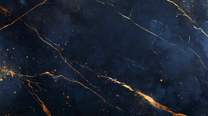 Wall Mural - abstract blue marble texture with gold splashes, blue luxury background