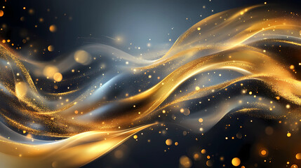 Wall Mural - abstract festive dark background with gold glitter and bokeh. new year, birthday, holidays celebrati