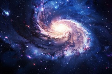 Wall Mural - a vibrant spiral galaxy illuminated by stars and cosmic dust in deep space